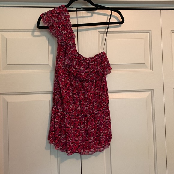 EXPRESS | One Shoulder Pink Floral Top - Picture 3 of 7